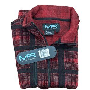 Mack Russo Plaid 1/4 Zip Plaid Pullover Top Red Black Men's Large NEW